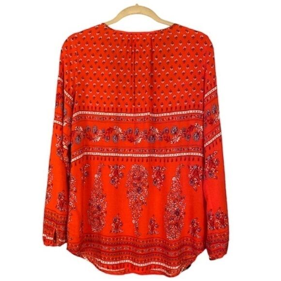 Old Navy Floral Top Women's Large V Neck Red Multi Boho - Picture 2 of 6